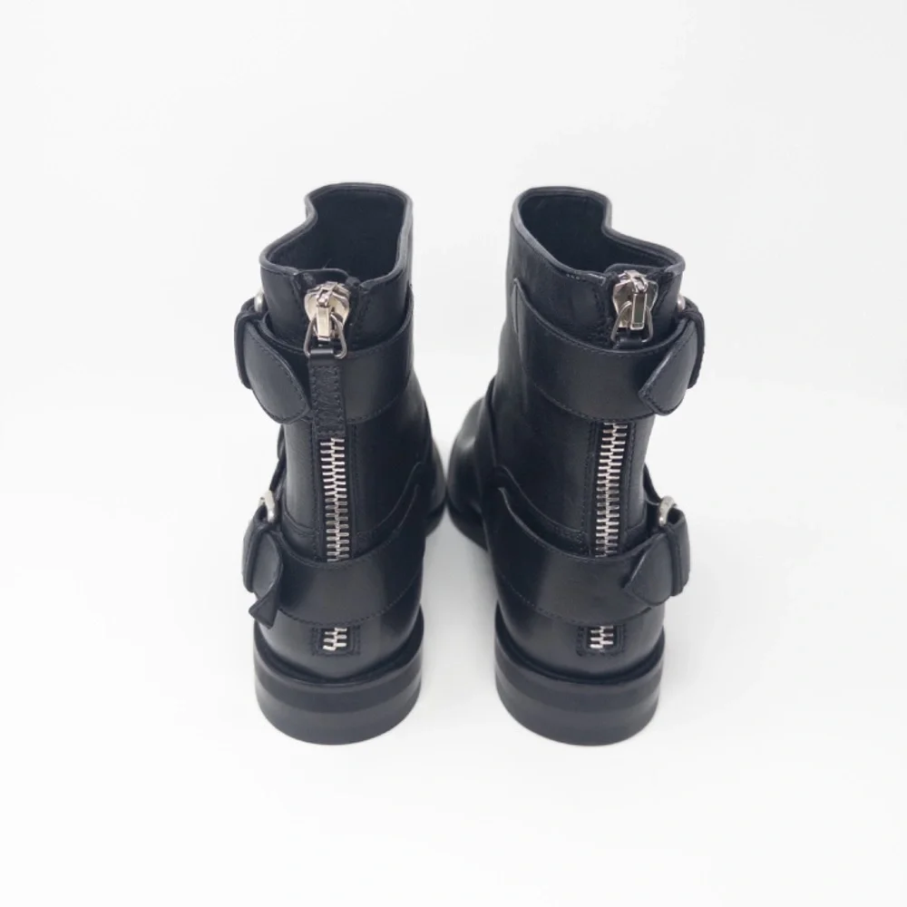Gucci Moto Combat Boots Buckles Zipper Black Ankle Womens Size 40 EU 10 US - Picture 6 of 9